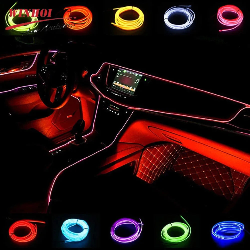 Tira de luz de neón flexible para ambiente e iluminación interior del coche Carga USB